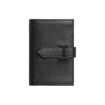 HERMES Bearn Madame Calfskin Wallet Mini Men's 89 Noir Black