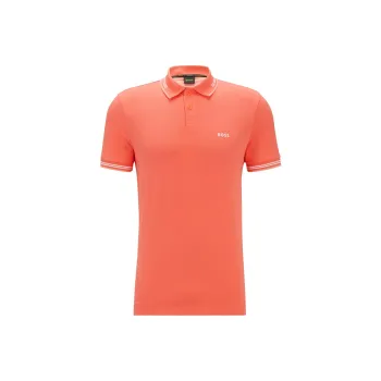 HUGO BOSS Stretch cotton Slim fit Polo Shirt With Branding Polo Shirt Men's Orange