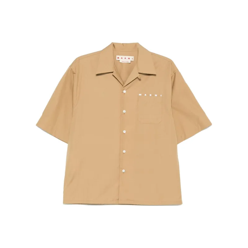 MARNI Logo Printed Poplin Bowling Shirt-0