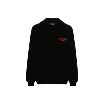 Just Cavalli Flocked logo Cotton Hoodie