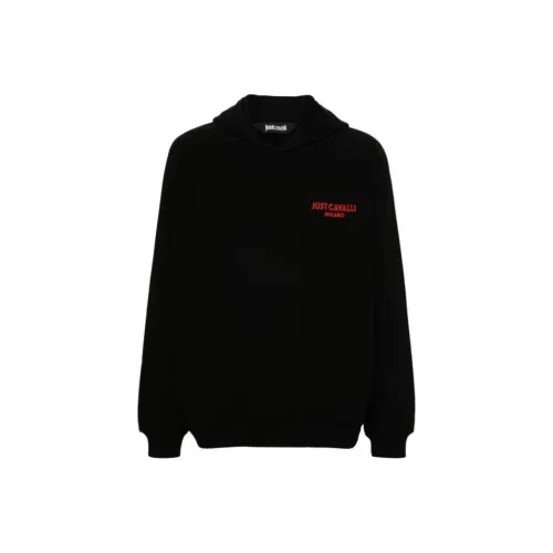 Just Cavalli Flocked logo Cotton Hoodie