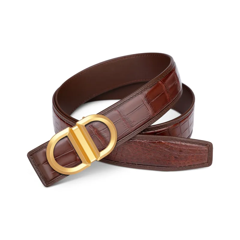 CATELLES Crocodile Leather Belts Men's 3.5cm-9