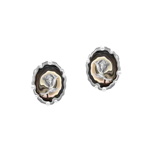 Masw Copper Alloy Imitation Pearl Niche Advanced Touch-Sensitive Enamel Stud Earrings Women's