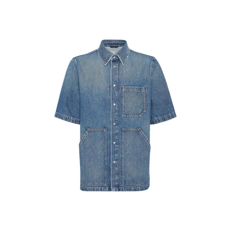 FENDI Short Sleeved Buttoned Denim Shirt-0