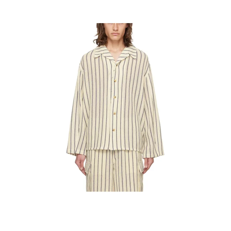 Le 17 Septembre SS24 Striped Shirt Shirt Men's Gray White Blue-0