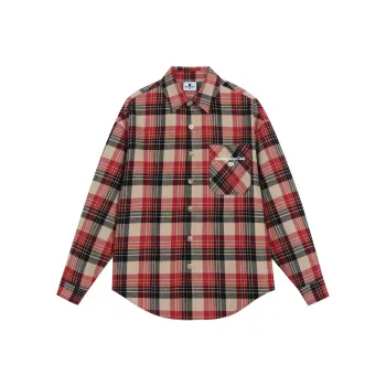 WAITINGWAVE Shirt Unisex Black Red Plaid