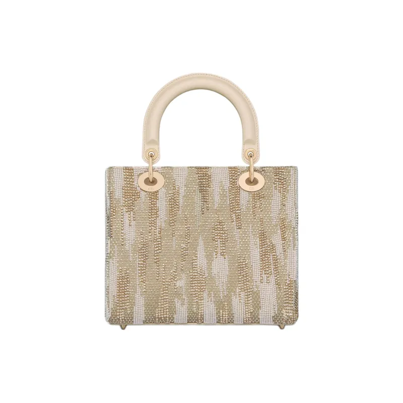 DIOR Lady Dior Calfskin Lady Dior Bag, One Shoulder Handbag Medium Size Women's Latte-3