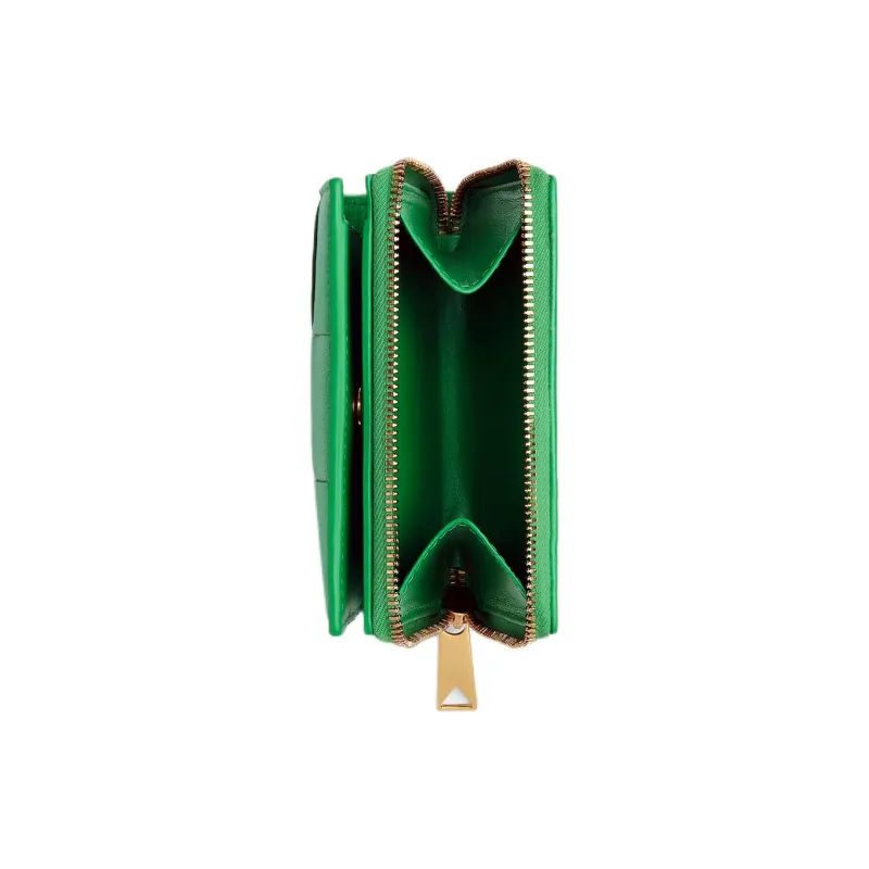 Bottega Veneta CASSETTE Lambskin Wallet Trumpets Men's Green-3