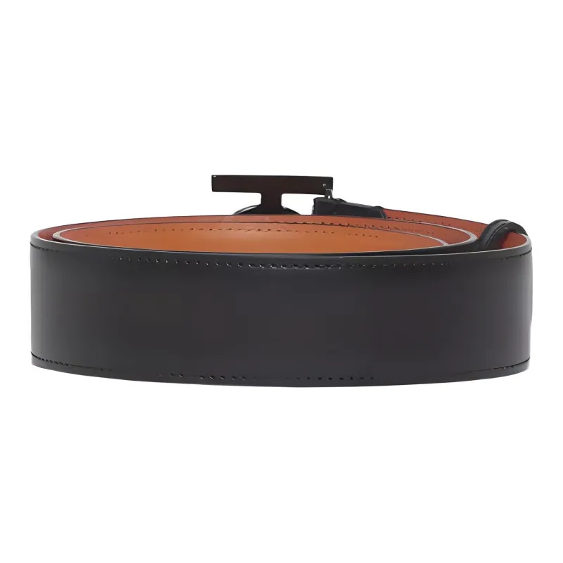 Burberry Leather Tb Monogram Buckle Belt-2