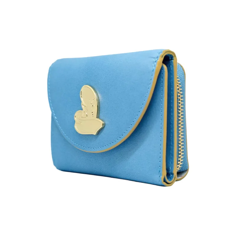 Disney Cow Leather Wallet Women's Blue-1