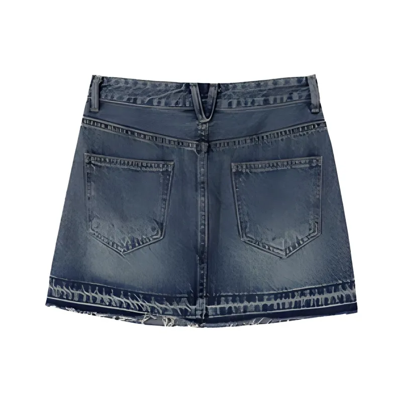 Qiu Meatyao Denim Short Skirts Women's Sicilian Blue-1
