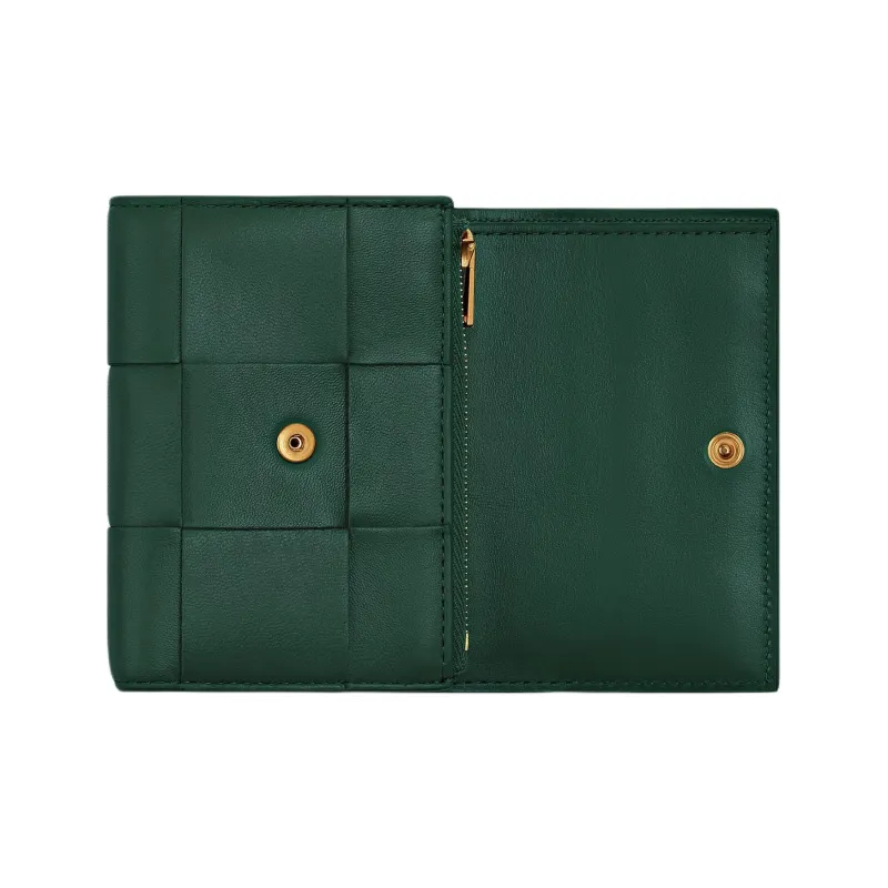 Bottega Veneta CASSETTE Lambskin Wallet Women's Green-2