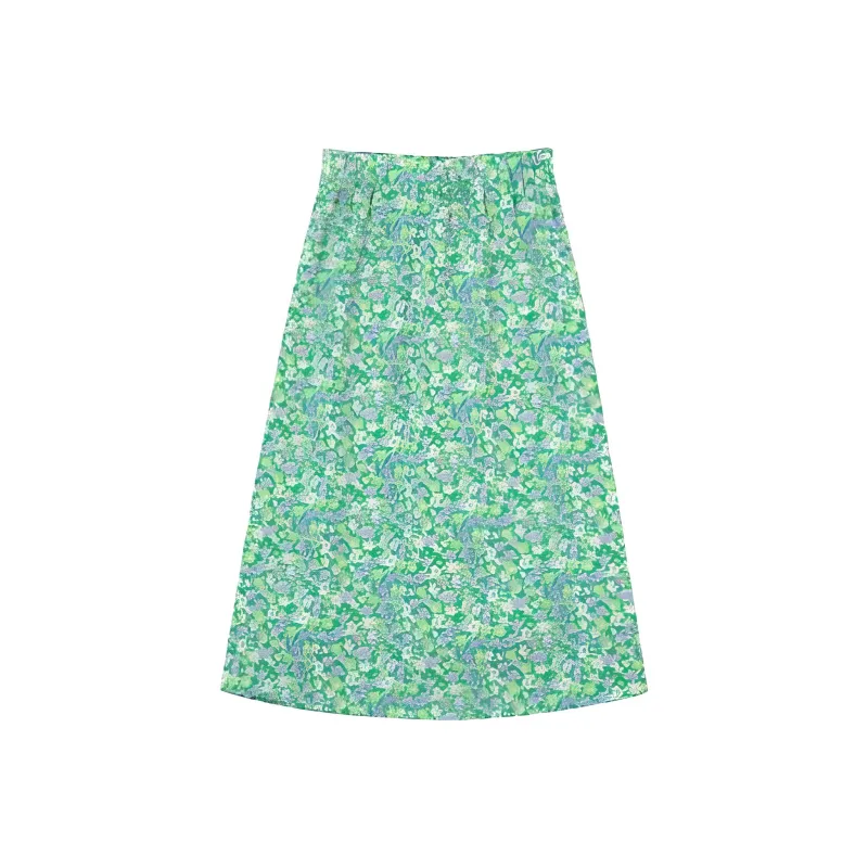E.land Casual Long Skirt Women's Green-1