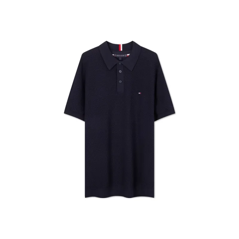 Tommy Hilfiger Logo embroidered Honeycomb Knit Polo Shirt-0