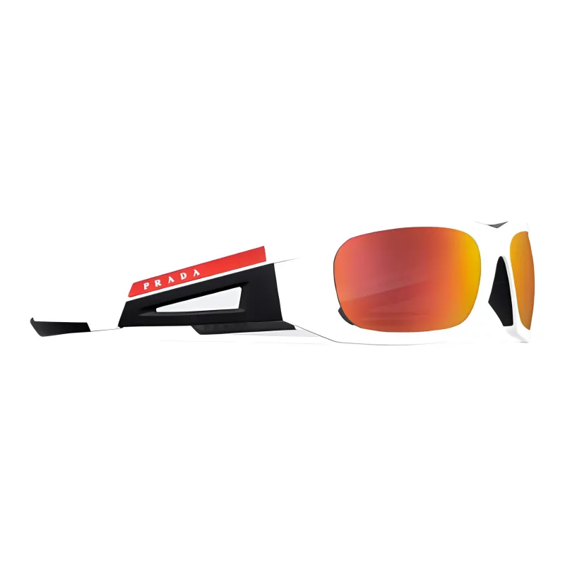 PRADA Plate Frame Square Sunglasses Unisex White-2