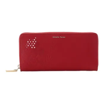 Disney Minnie Collection Mickey Collection Cow Leather Wallet Women's Red