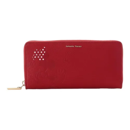 Disney Minnie Collection Mickey Collection Cow Leather Wallet Women's Red