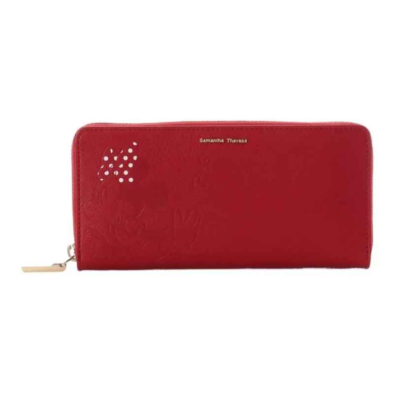 Disney Minnie Collection Mickey Collection Cow Leather Wallet Women's Red-0