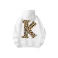 White Leopard Print Letter K (Thickened and Fleece-Lined)
