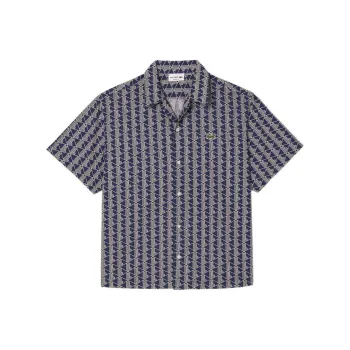 LACOSTE Monogram-pattern Short-sleeve Shirt