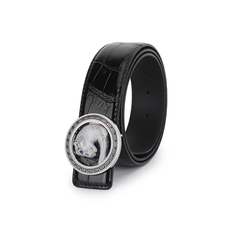 Jeccieziio Cow Leather Belts Men's Gunmetal, Gold, Silver Width 4.0cm-8