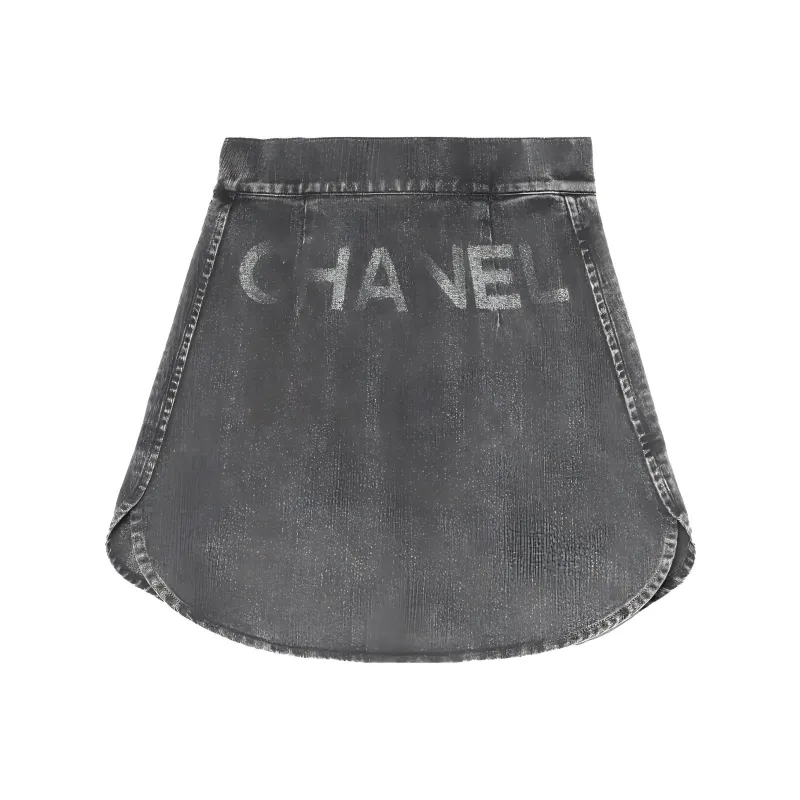 CHANEL Denim Short Skirts Women's Gray-1