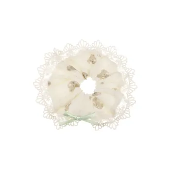 Peach Tea Cute Lace Trim Hair Tie Women's