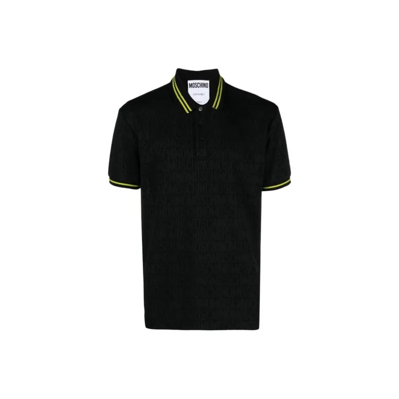 MOSCHINO Jacquard Logo Motif Striped Polo Shirt-0