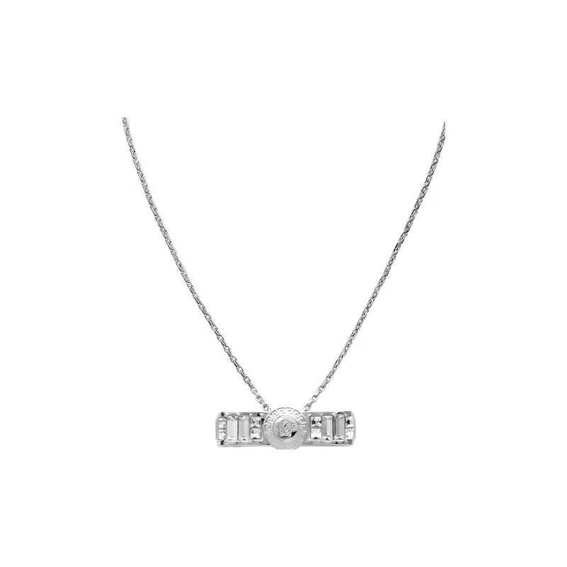 VERSACE Gianni Ribbon Crystal Pendant Necklace-0