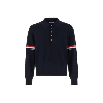 THOM BROWNE RWB Striped Long Sleeved Polo Shirt