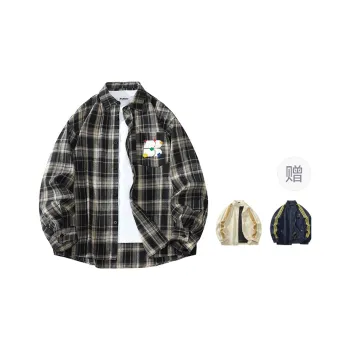 BRUMAIRE Shirt Unisex Navy Blue Plaid Comes With Random Jacket