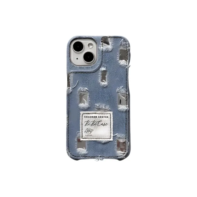 Wei Xin Matte Material Ripped Mirror Finish Denim Phone Cases Compatible With IPhone 16/15 Pro Max/Apple 13/14 Pro/Max-0
