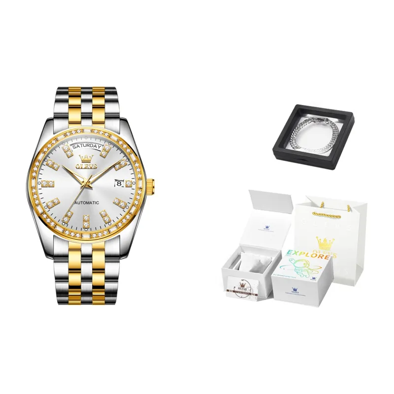 OLEVS Radiant Collection Mechanical Movement Watch Men's Watches White Dial-6
