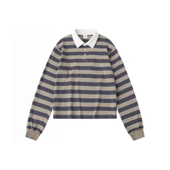 COUNTRY MOMENT Polo Shirt Men's Purple Khaki Stripes