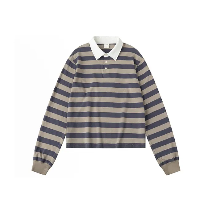 COUNTRY MOMENT Polo Shirt Men's Purple Khaki Stripes-0