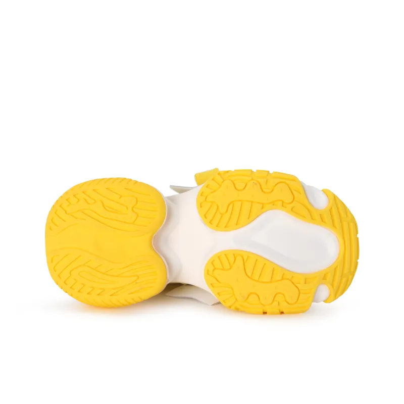 FAICCIA Embossed Air Cushion Shoe Low Top Chunky Sneakers Women's Yellow-6