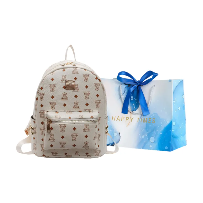 ROUNDOT PU Backpack Regular Women's Ecru/Black/Brown-0