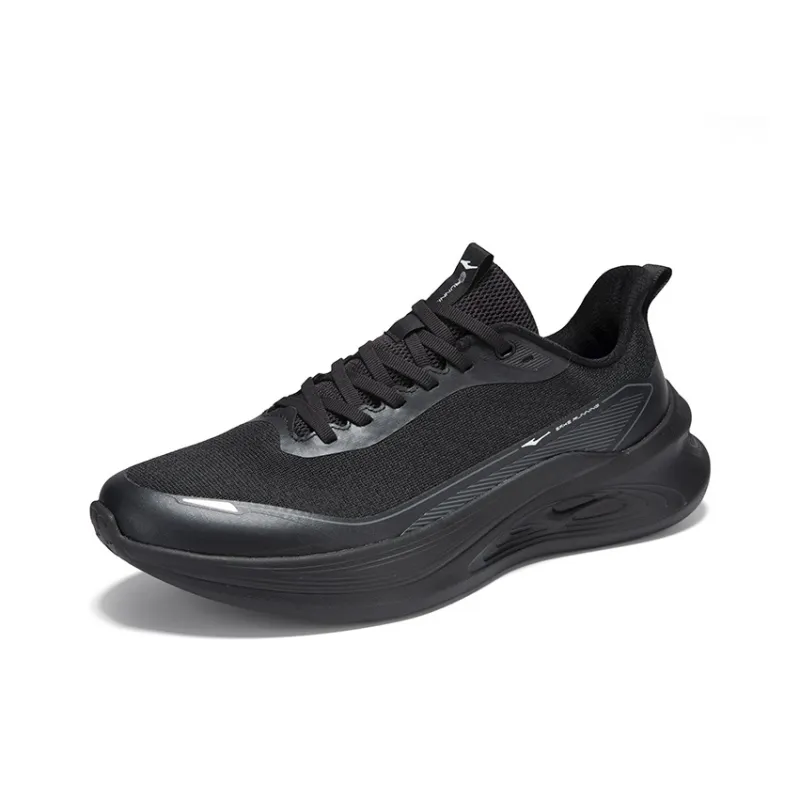 Erke Cushioning, Breathable, Lightweight Low Top Casual Running Shoes Men's Jet Black Carbon Gray-2