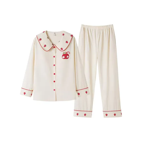 ZAO FU NIAO Pajama Set Women's Cream White