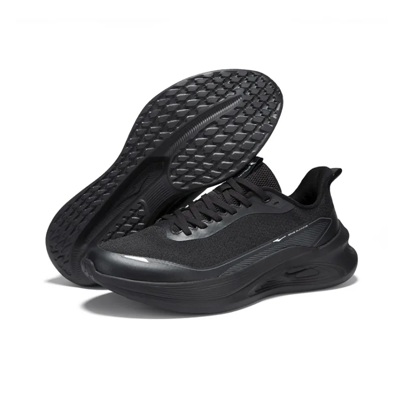 Erke Cushioning, Breathable, Lightweight Low Top Casual Running Shoes Men's Jet Black Carbon Gray-6