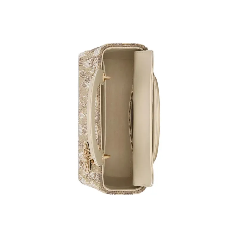 DIOR Lady Dior Calfskin Lady Dior Bag, One Shoulder Handbag Medium Size Women's Latte-4