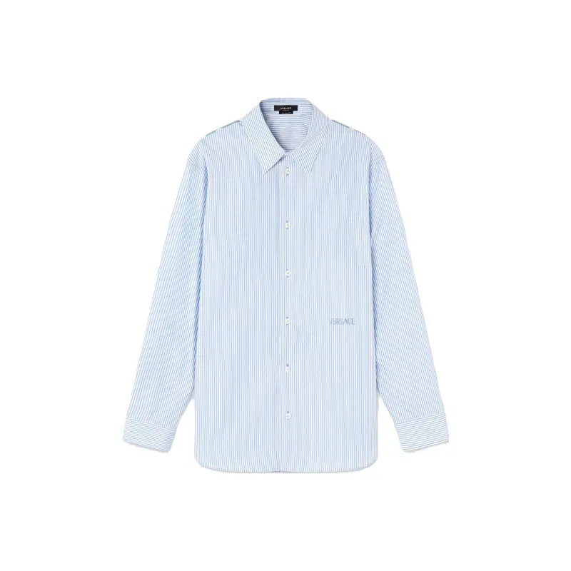 VERSACE Seashell Baroque Striped Buttoned Shirt-0