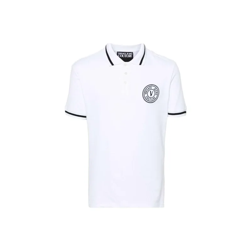 VERSACE JEANS COUTURE Logo Embroidered Short Sleeved Polo Shirt-0