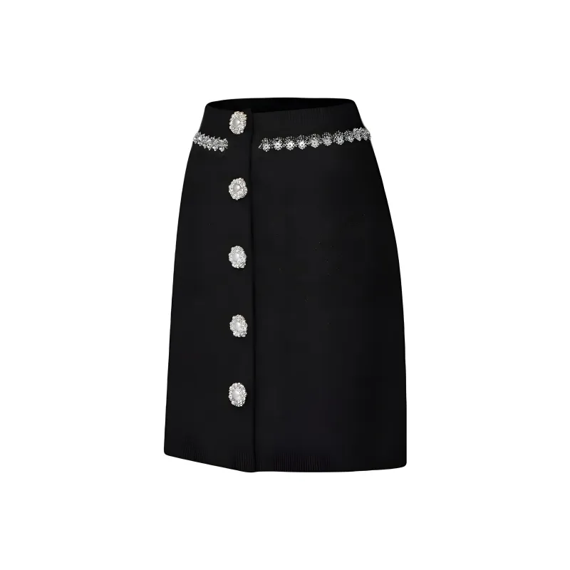 LOUIS VUITTON Jewel Button Knit Skirt-2