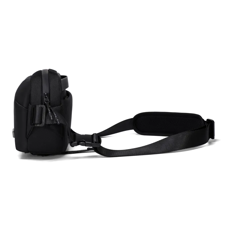 Jeep Nylon With Leather Film Sling Bag, Crossbody Bag Regular Men's Black-3