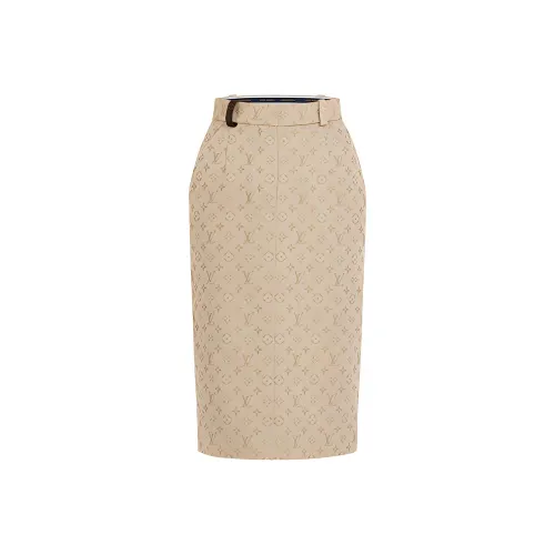 LOUIS VUITTON New Quarterly Products Of LV Casual Long Skirts Women's Khaki