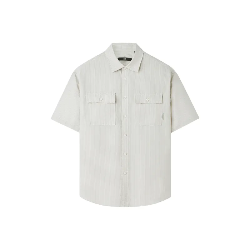 HLA Shirts Men Khaki Stripes 09-0