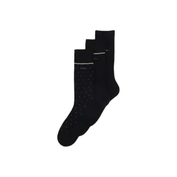 HUGO BOSS SS25 Knee High Socks Men's 3 Pack Black