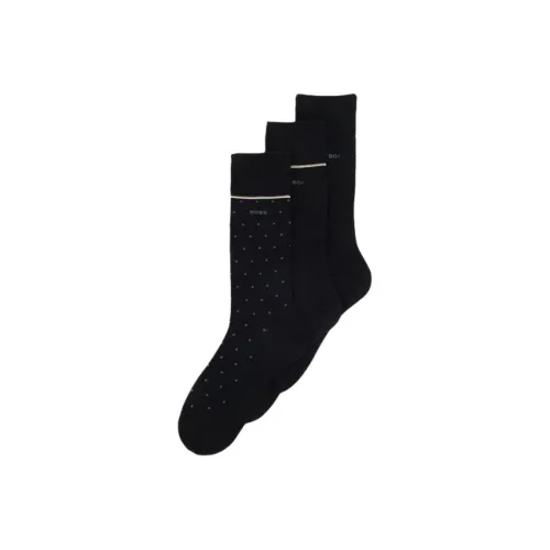 HUGO BOSS SS25 Knee High Socks Men's 3 Pack Black