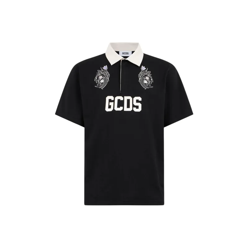 GCDS Flowers Logo Polo Shirt-0